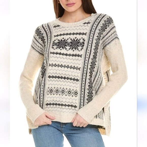 Cabi Chalet Fair Isle Oatmeal Sweater Style Snowflake Womens Size Medium - Picture 1 of 11